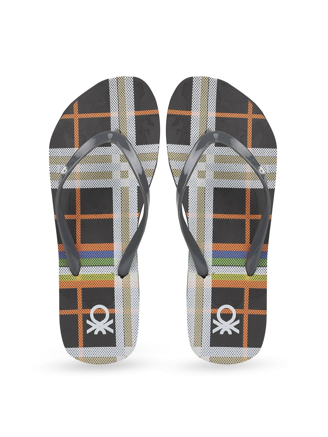 

United Colors of Benetton Women Black & White Printed Rubber Thong Flip-Flops