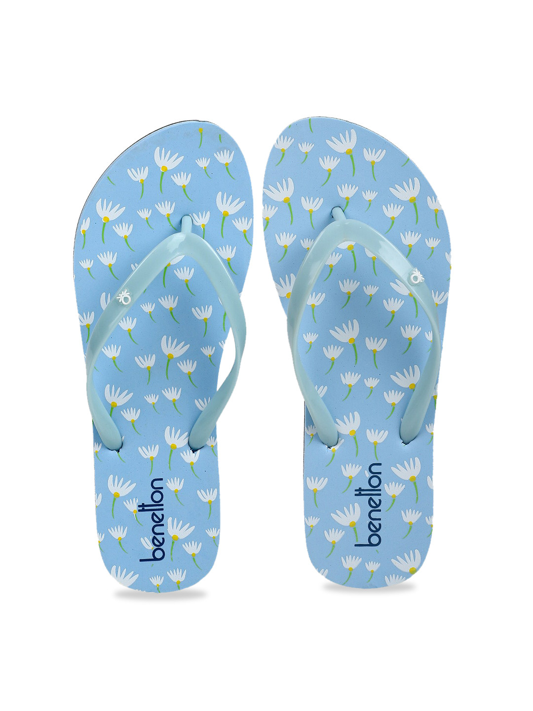 

United Colors of Benetton Women Blue Printed Thong Flip Flops