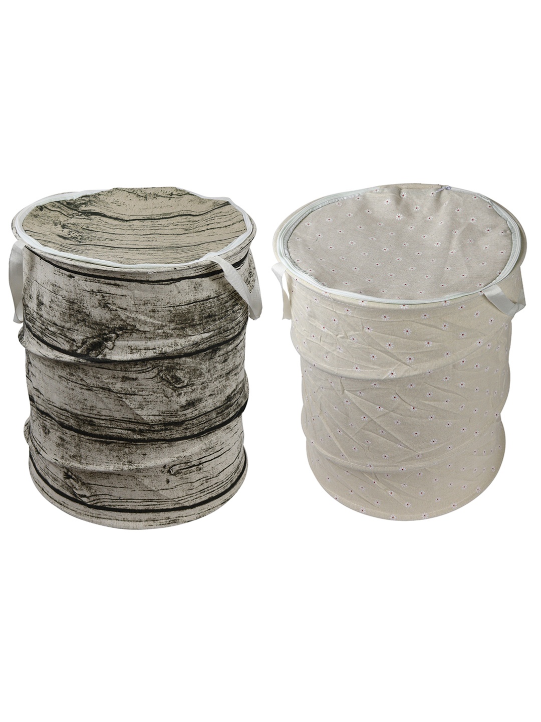 

OddCroft Set Of 2 Printed Laundry Basket, Cream
