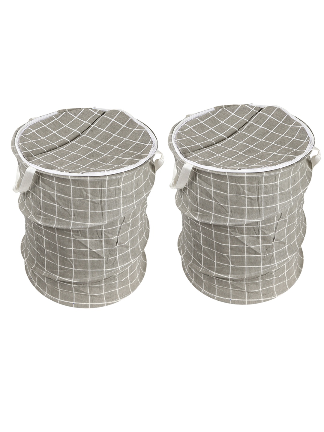 

OddCroft Set Of 2 Grey Checked Foldable Laundry Bag