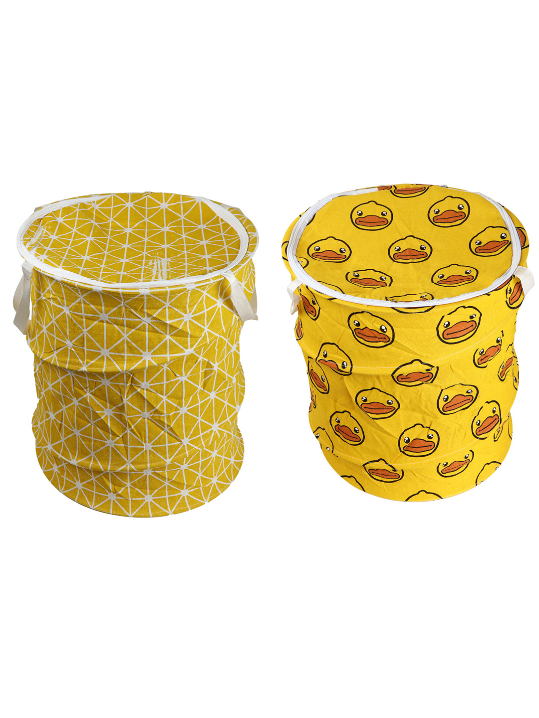 

OddCroft Yellow Set Of 2 Printed Foldable Laundry Bag