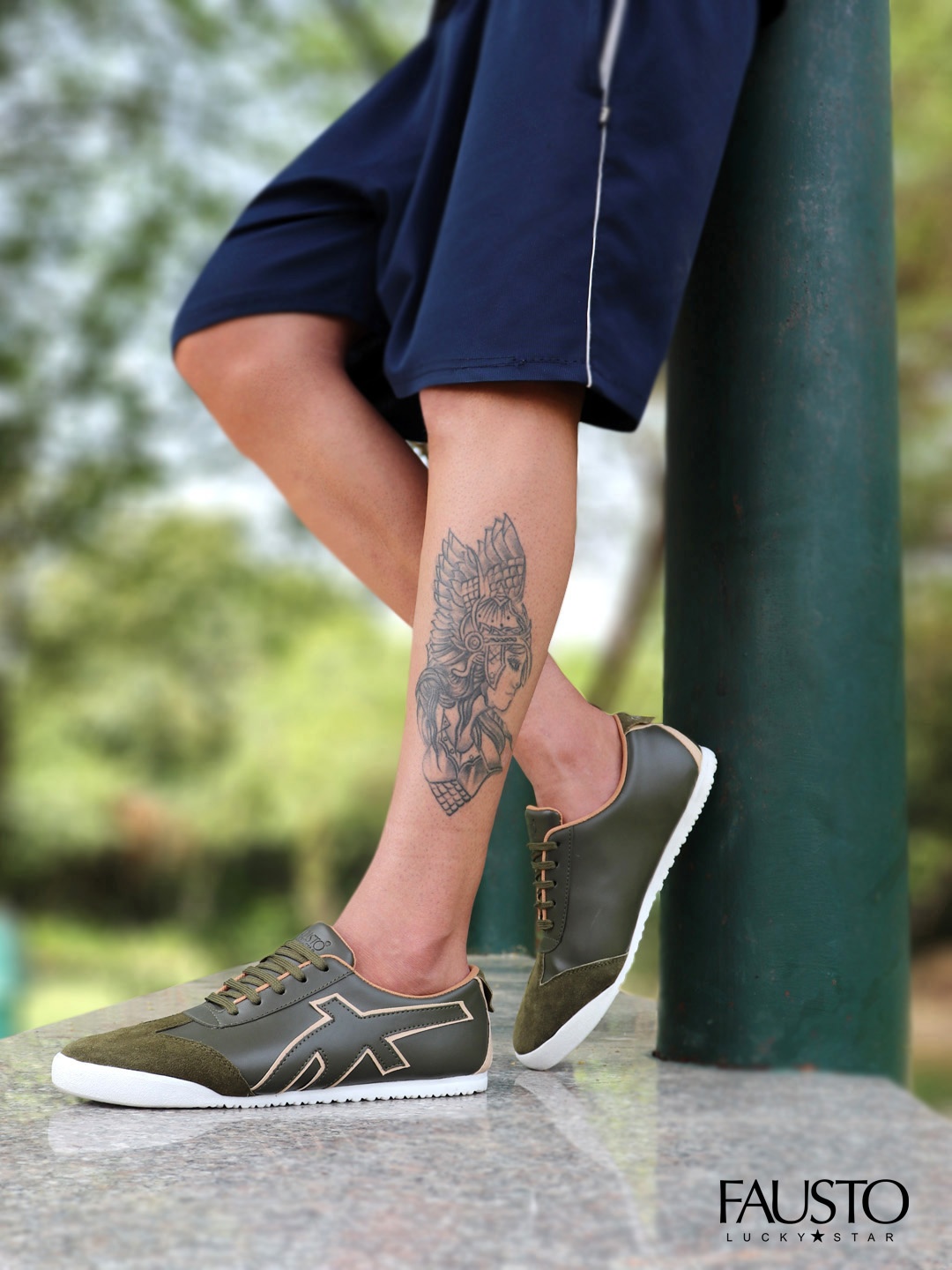 

FAUSTO Men Olive Green PU Sneakers