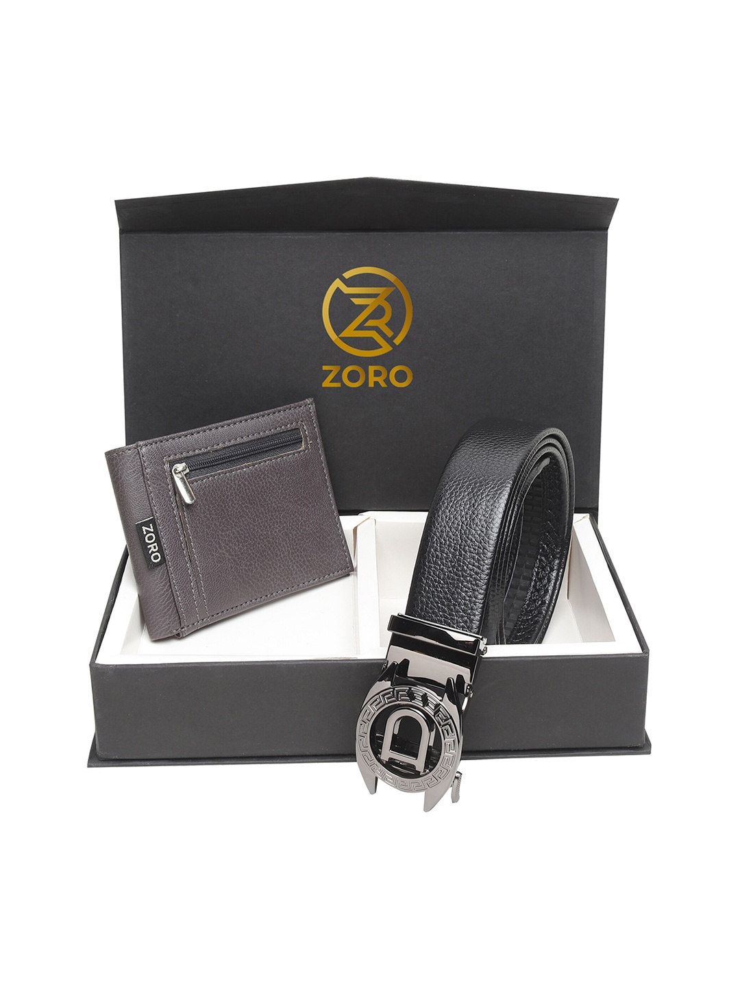 

ZORO Men Black Belt Wallet Combo Set