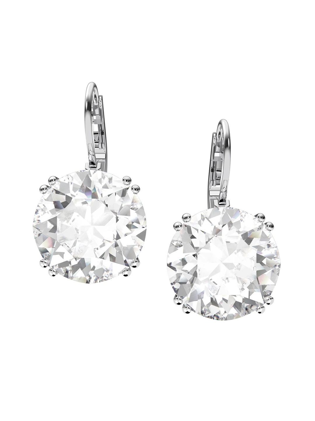 

SWAROVSKI Silver-Toned & White Circular Drop Earrings