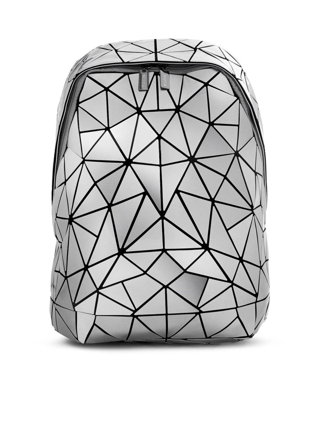 

NUFA Unisex Silver-Toned & Black Geometric Backpack