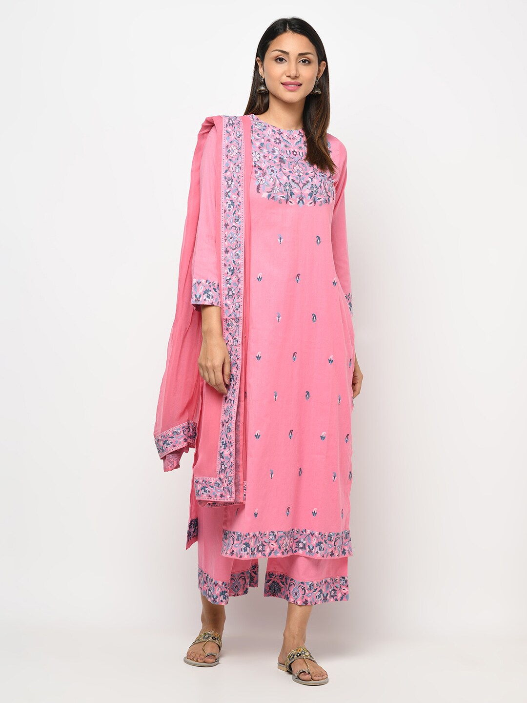 

Safaa Women Pink Unstitched Dress Material