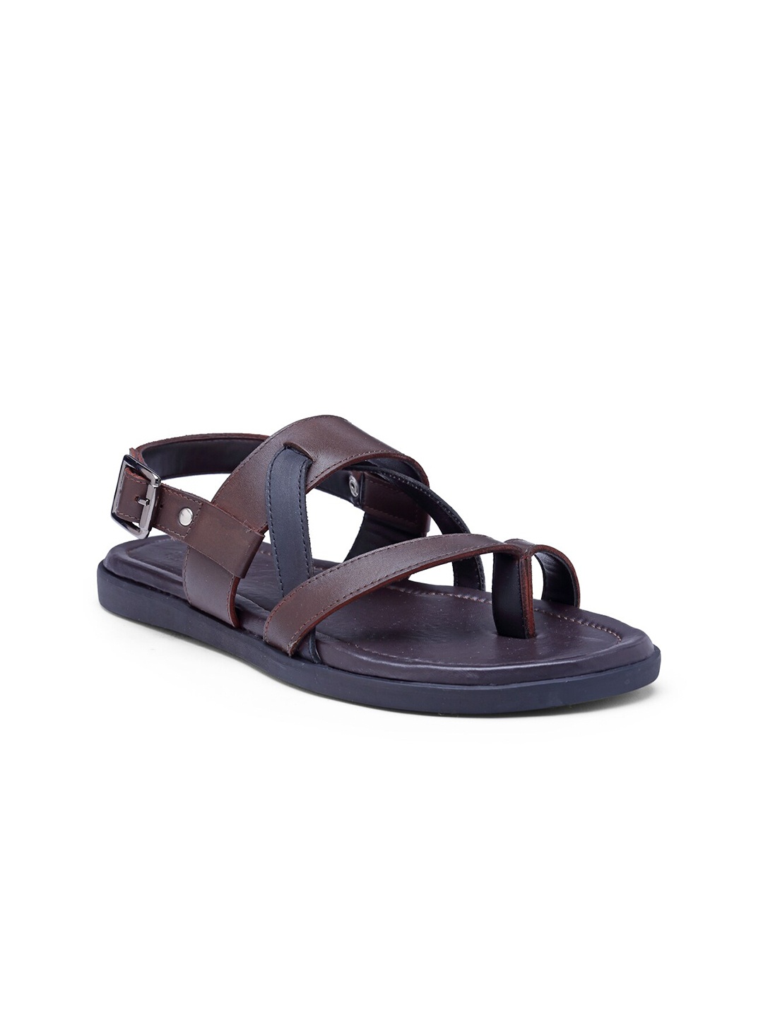 

BEAVER Men Brown & Navy Blue Leather Comfort Sandals