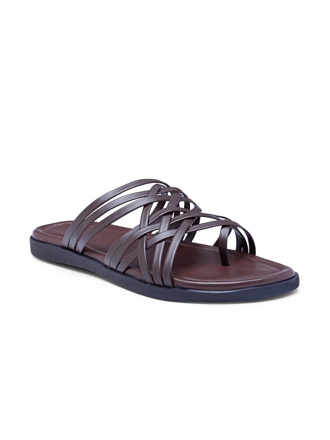

BEAVER Men Brown & Grey Leather Comfort Sandals