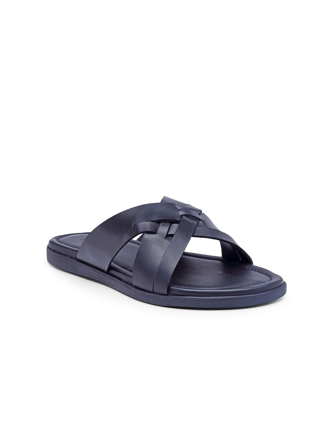 

BEAVER Men Black Leather Comfort Sandals