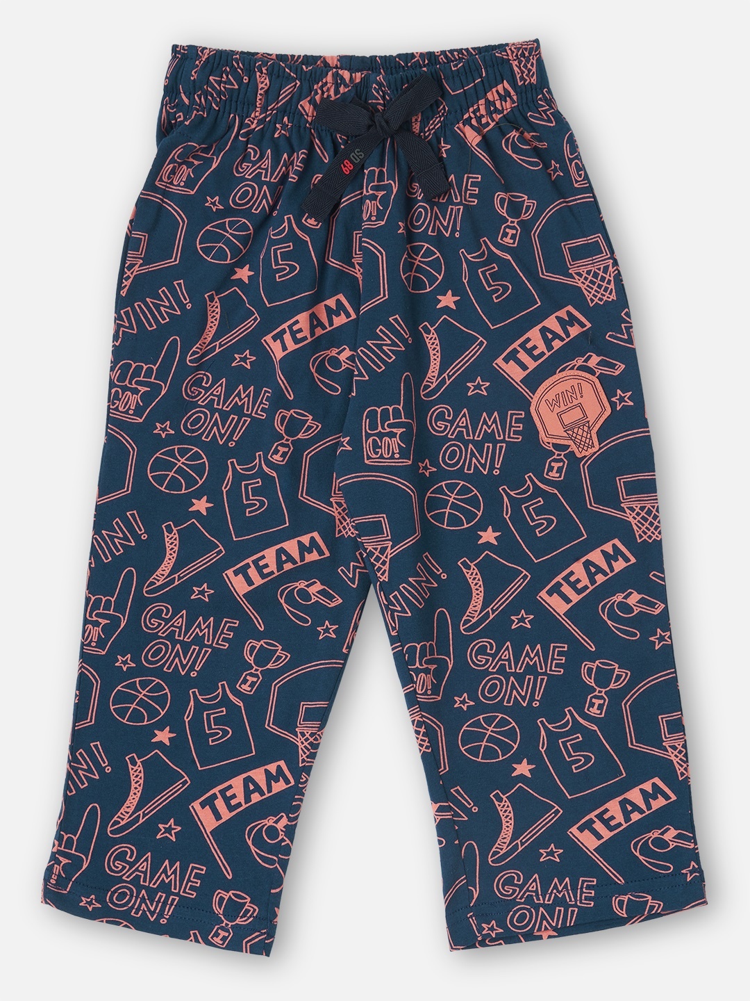 

Sweet Dreams Boys Navy Blue & Peach-Coloured Printed Lounge Shorts