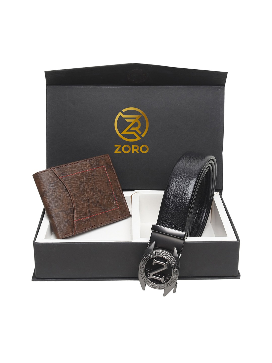 

ZORO Men Black & Brown Wallet & Belt Accessory Gift Set