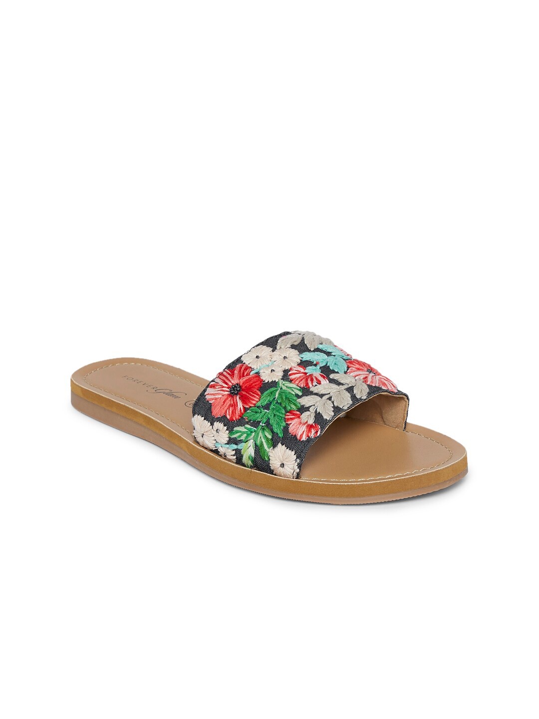 

Forever Glam by Pantaloons Women Navy Blue Embroidered Open Toe Flats