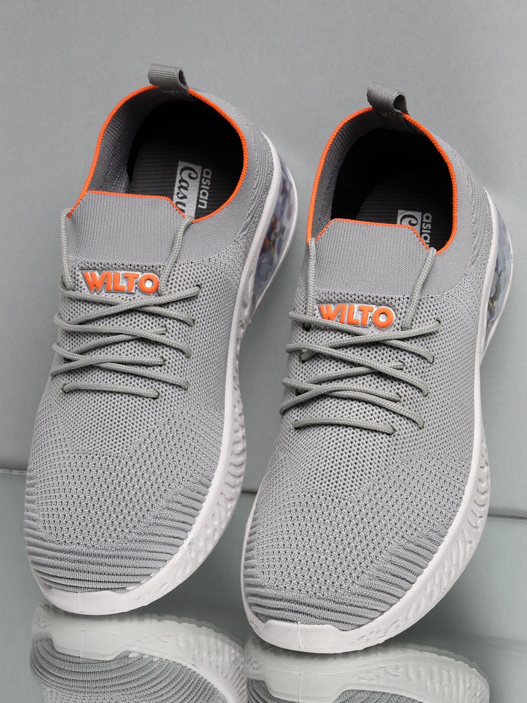 

ASIAN Men Grey Mesh Running Non-Marking Shoes