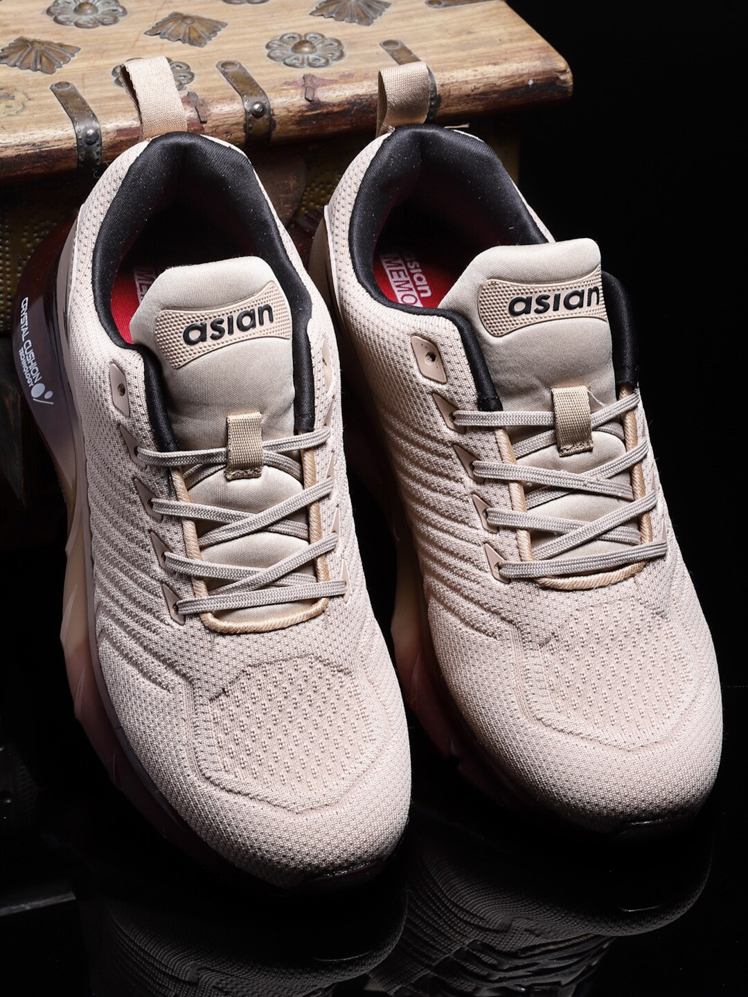 

ASIAN Men Beige Mesh Running Non-Marking Shoes