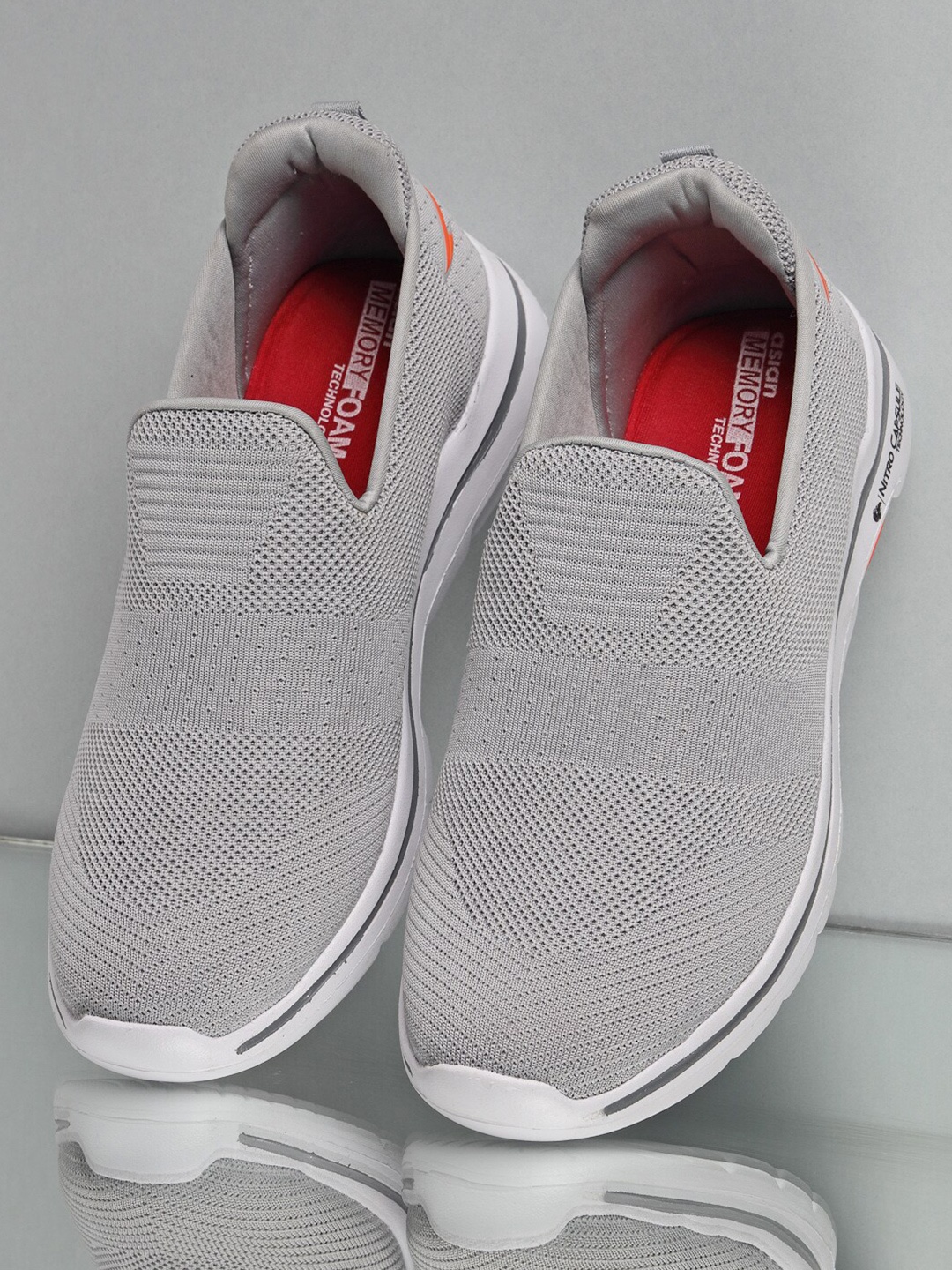 

ASIAN Men Grey Mesh Running Non-Marking Shoes