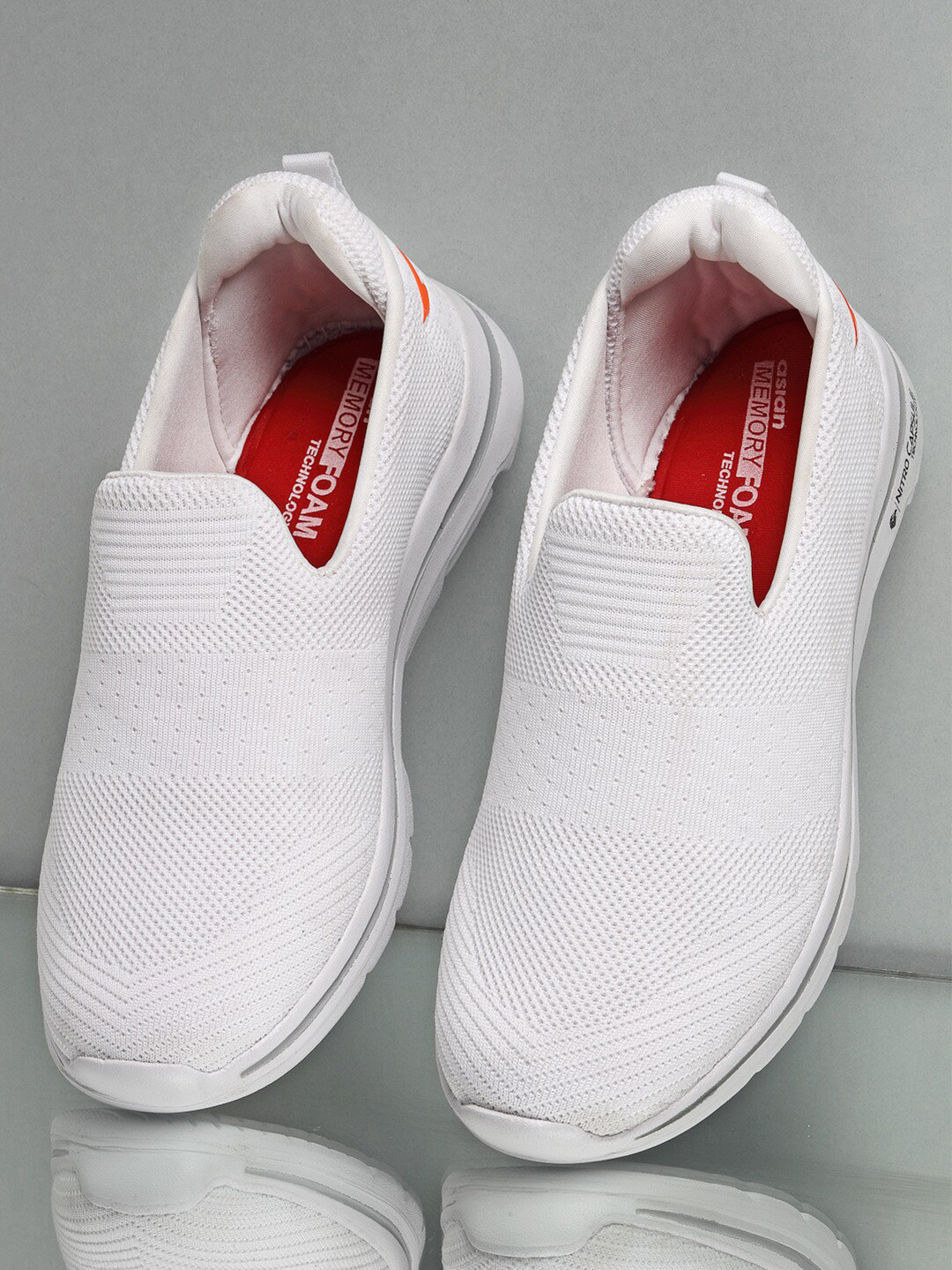 

ASIAN Men White Mesh Running Non-Marking Shoes