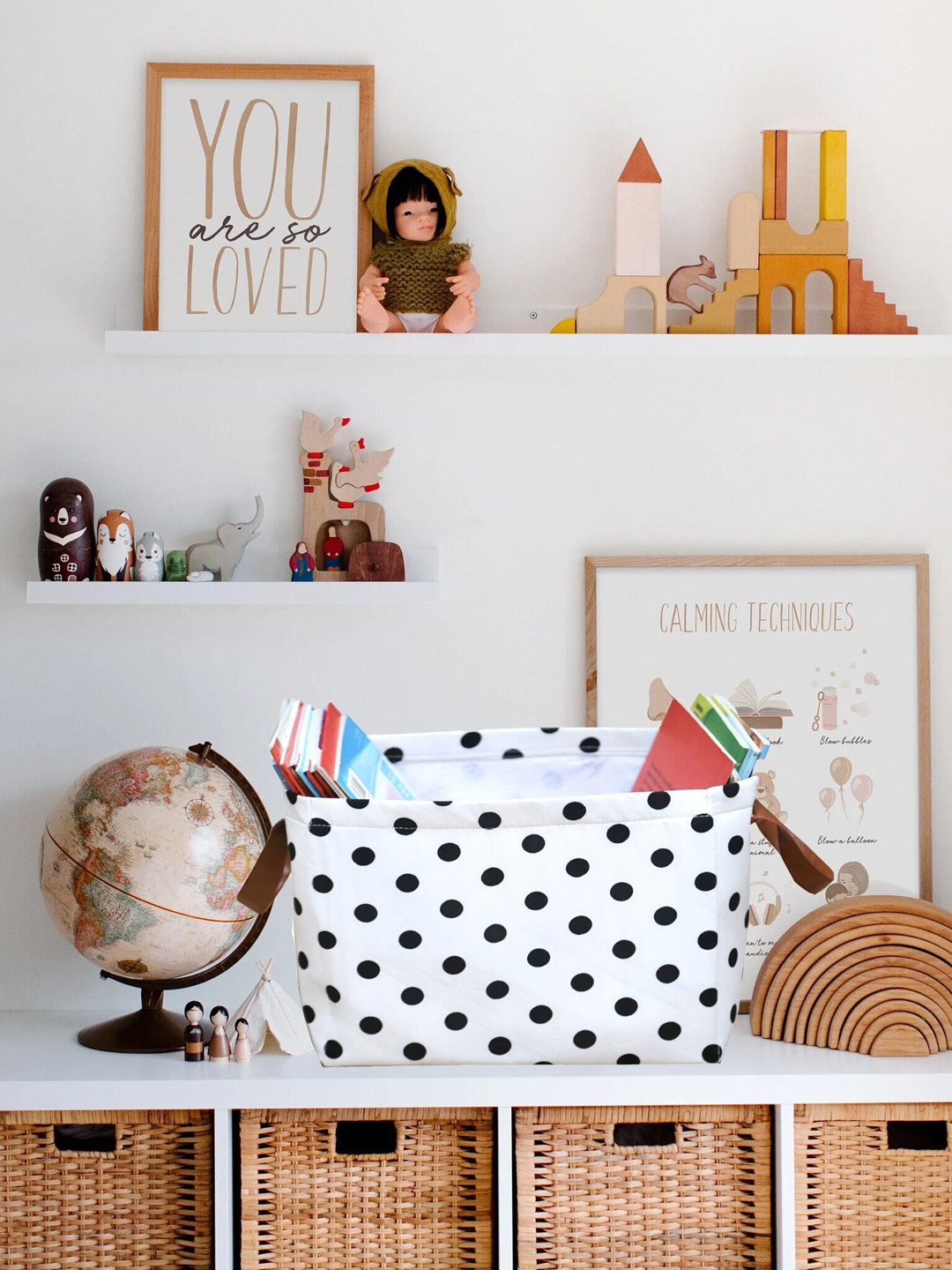 

My Gift Booth Black & White Printed Strorage Bin With Handles