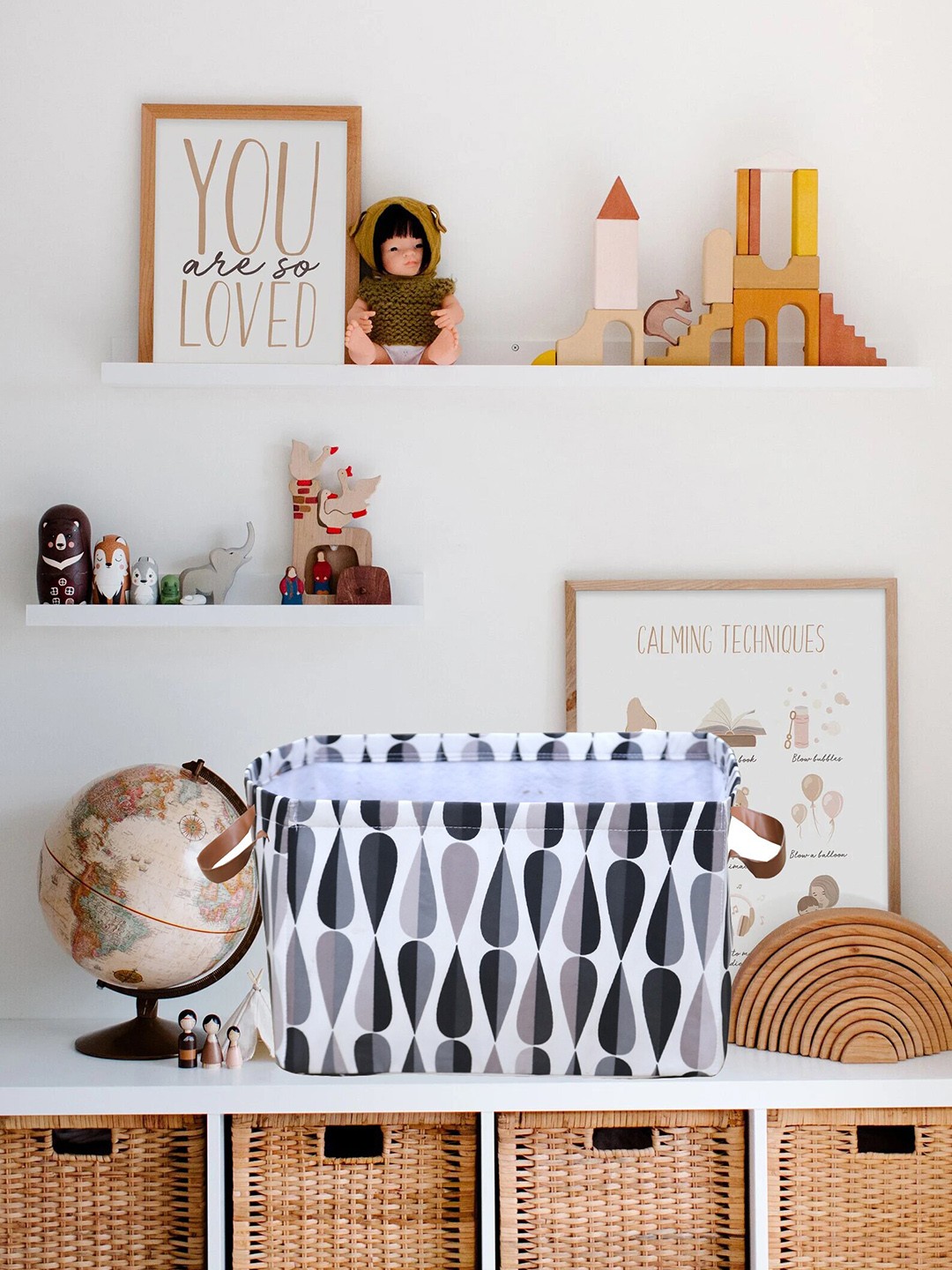 

My Gift Booth White & Grey Printed Multi-Utility Organiser With Handles