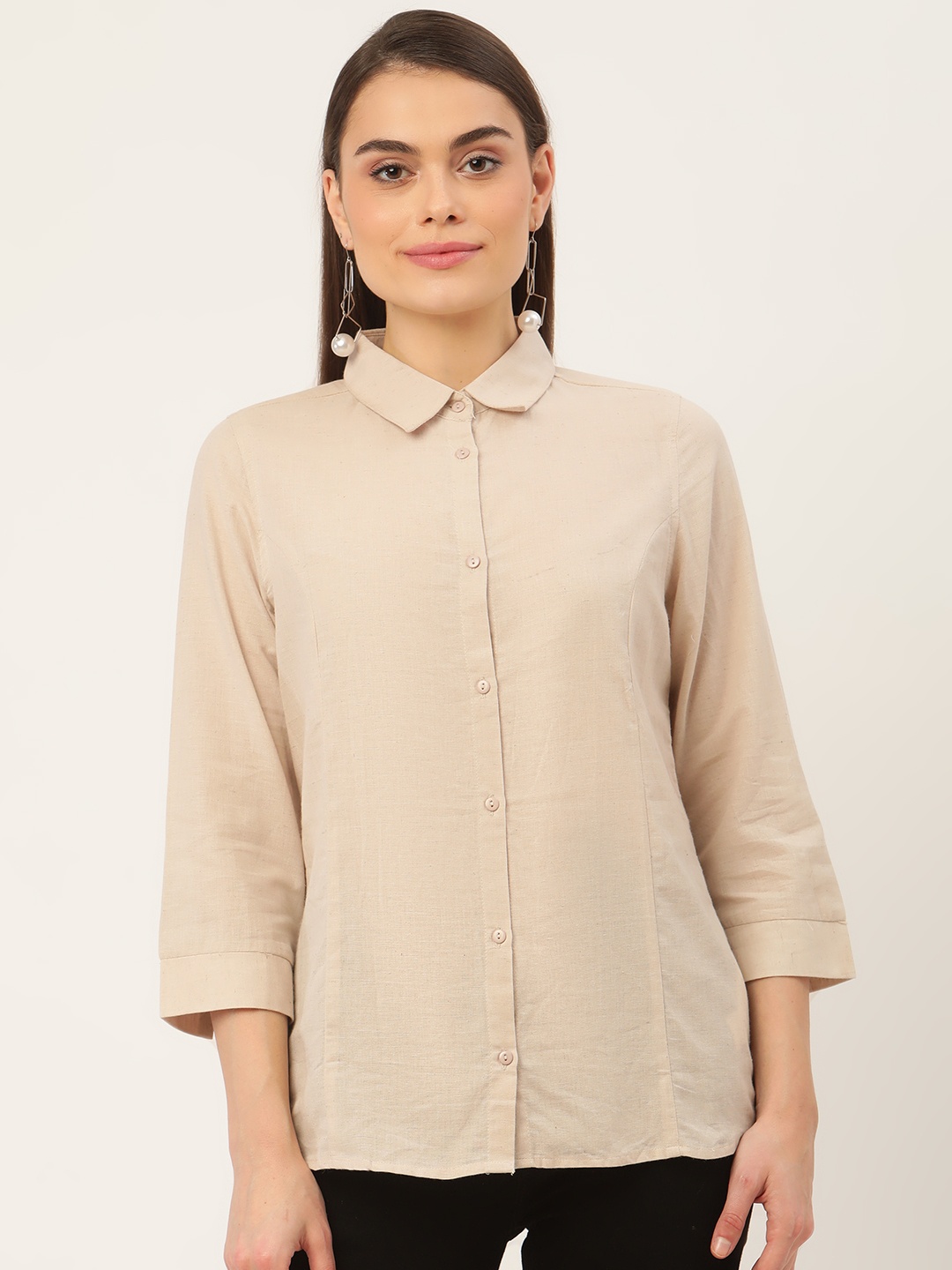 

Madame Women Beige Casual Shirt