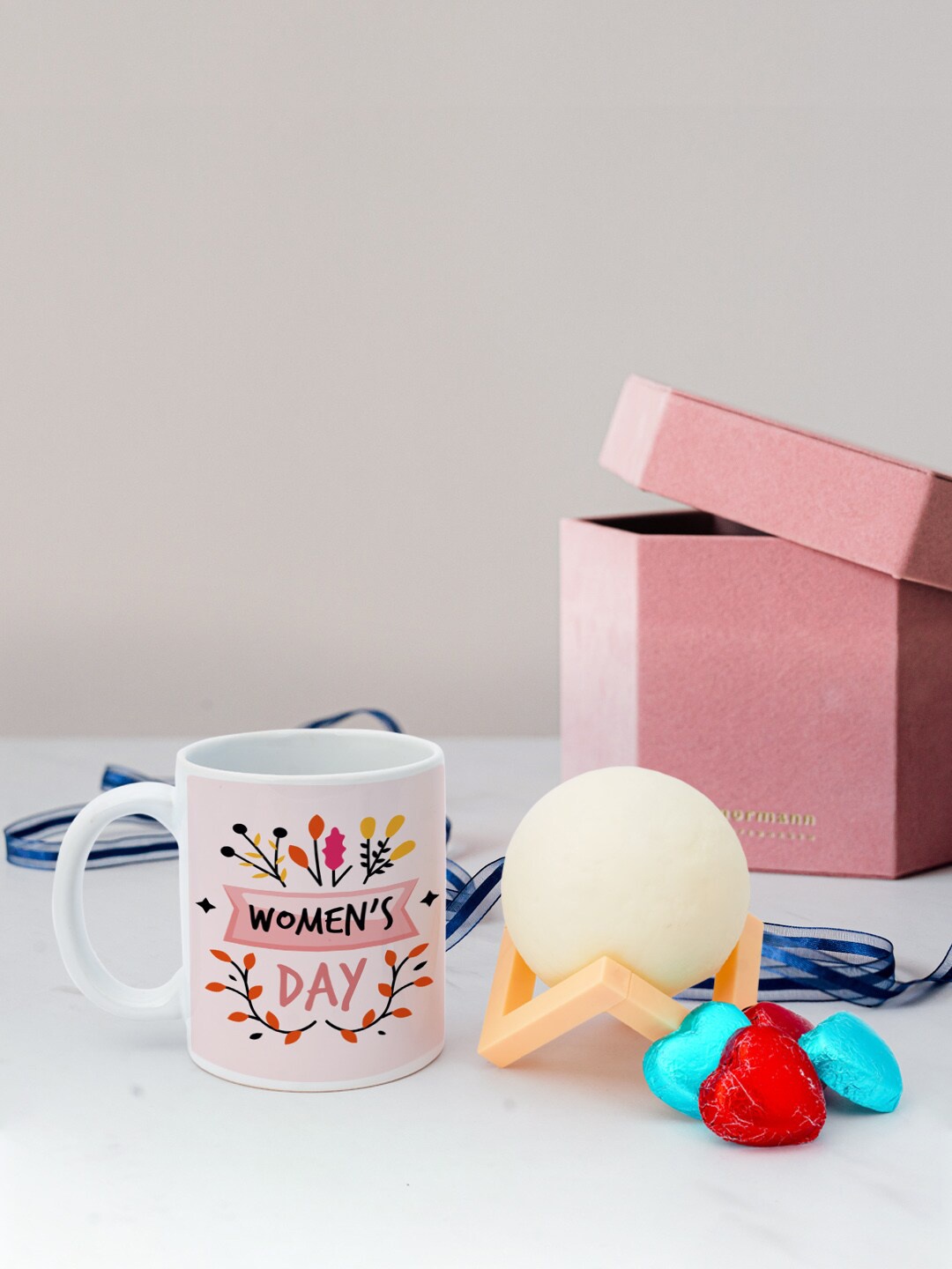 

Ferosh Pink Women's Day Mug With Chocolates & Moon Lamp Gift Set