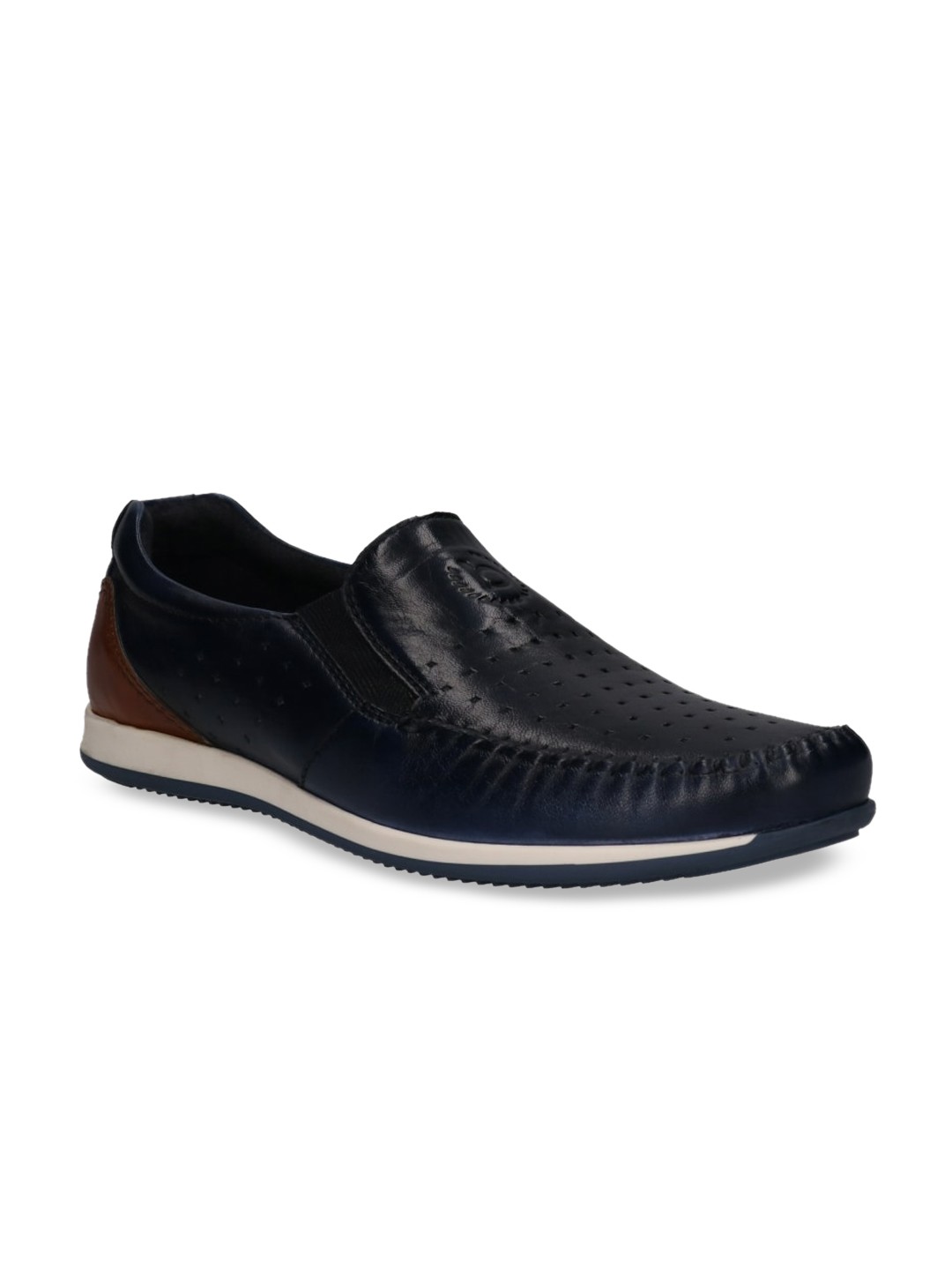 

Bugatti Men Blue Perforations Leather Slip-On Sneakers