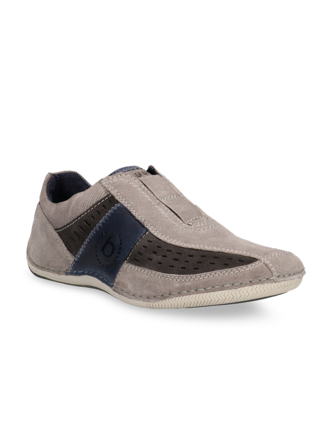 

Bugatti Canario Men Grey Colourblocked Leather Slip-On Sneakers