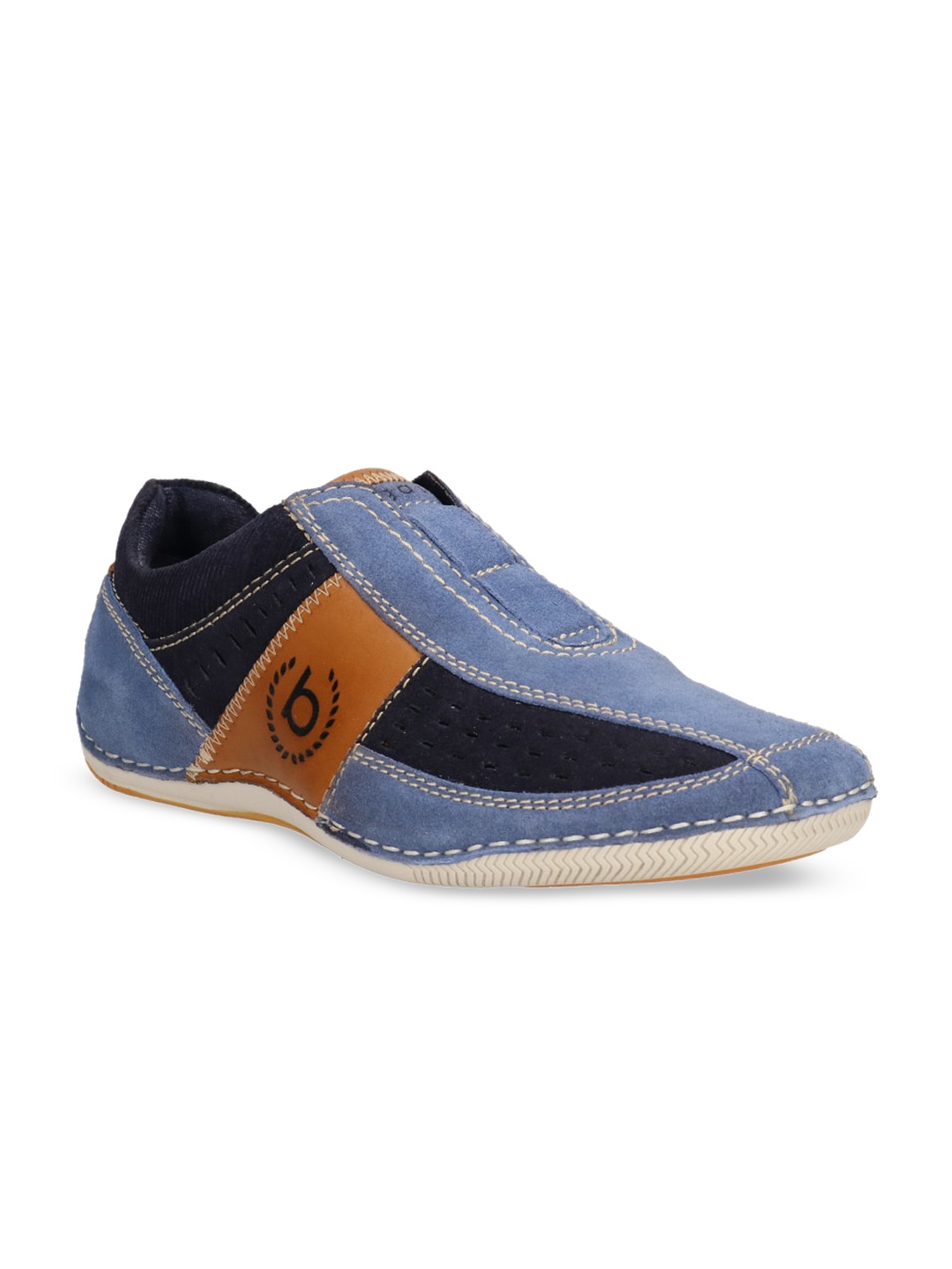 

Bugatti Men Blue & Black Colourblocked Leather Slip-On Sneakers