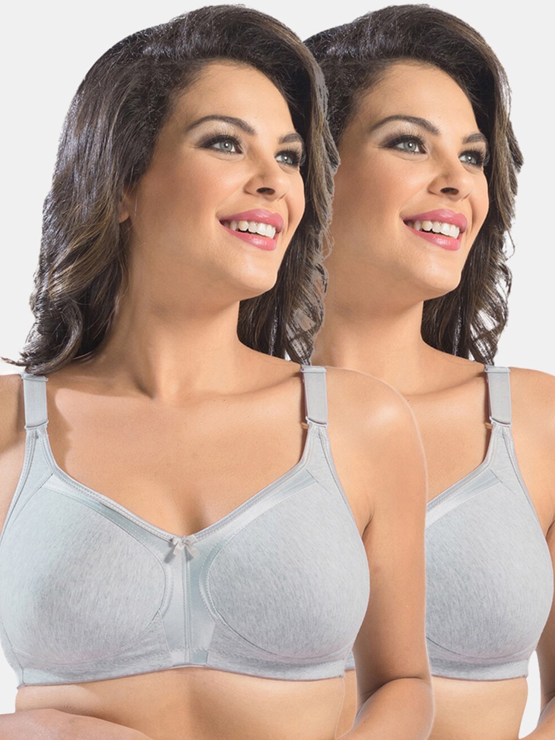 

Sonari Grey Solid Pack of 2 Non Padded Non Wired Everyday Bra