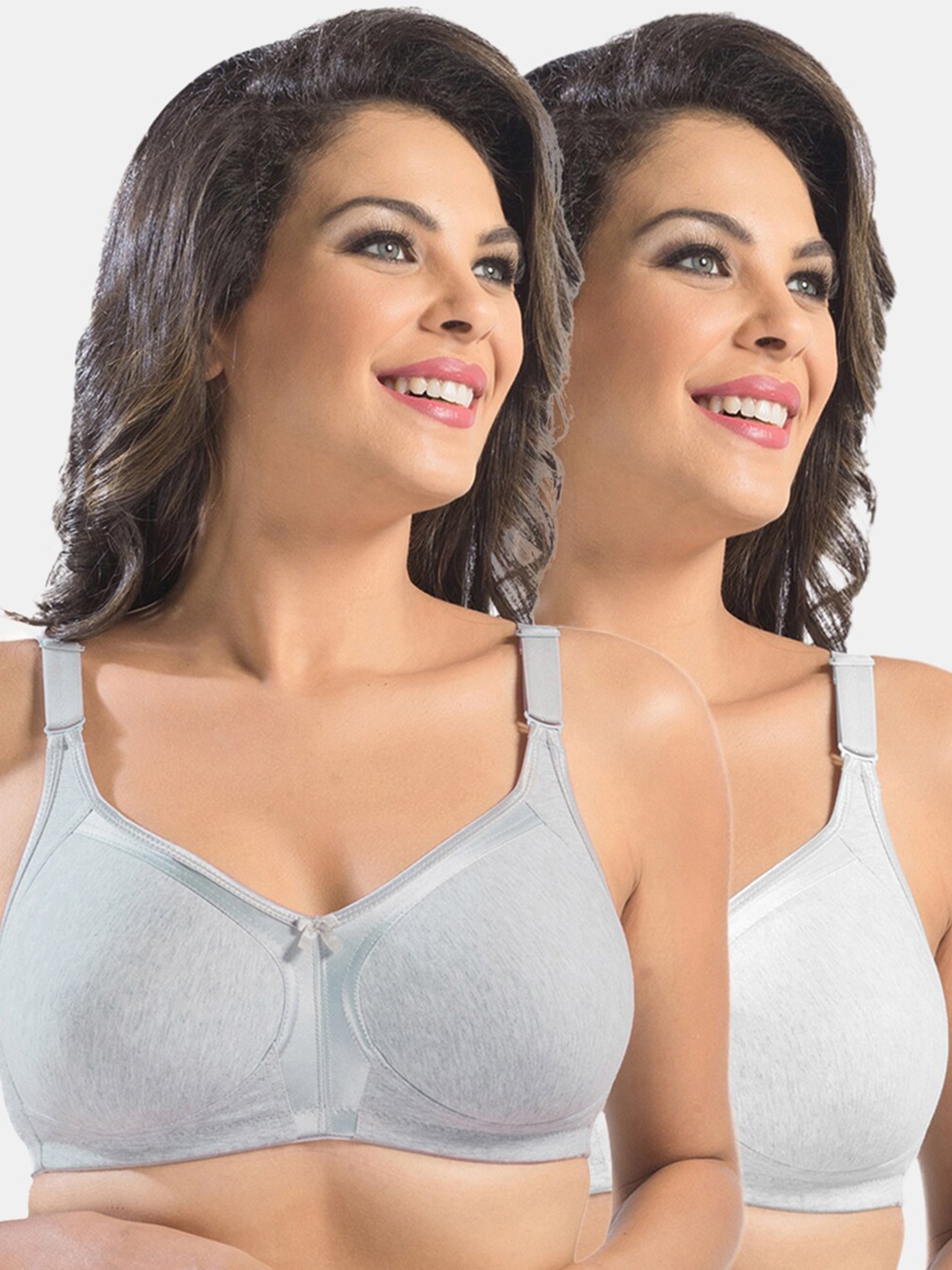 

Sonari Pack Of 2 Grey & White Non Padded No Wired Everyday Bra