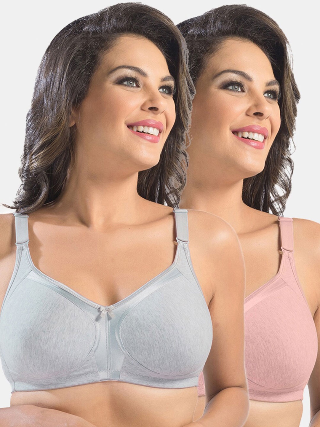

Sonari Pack of 2 Non Padded Full Coverage Bra, Grey