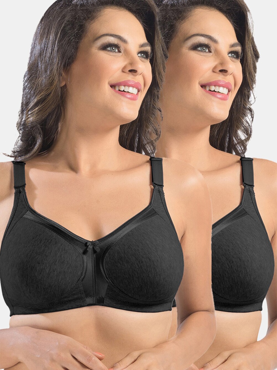 

Sonari Black Set Of 2 Non Wired Non Padded Full Coverage Bra