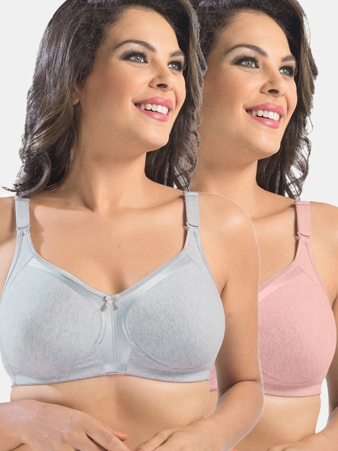 

Sonari Set Of 2 Grey & Pink Solid Bra
