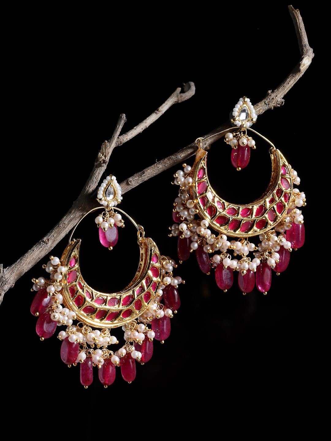 

DUGRISTYLE Red Classic Chandbalis Earrings