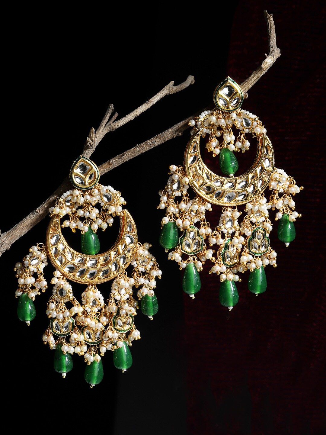 

DUGRISTYLE Green Classic Chandbalis Earrings