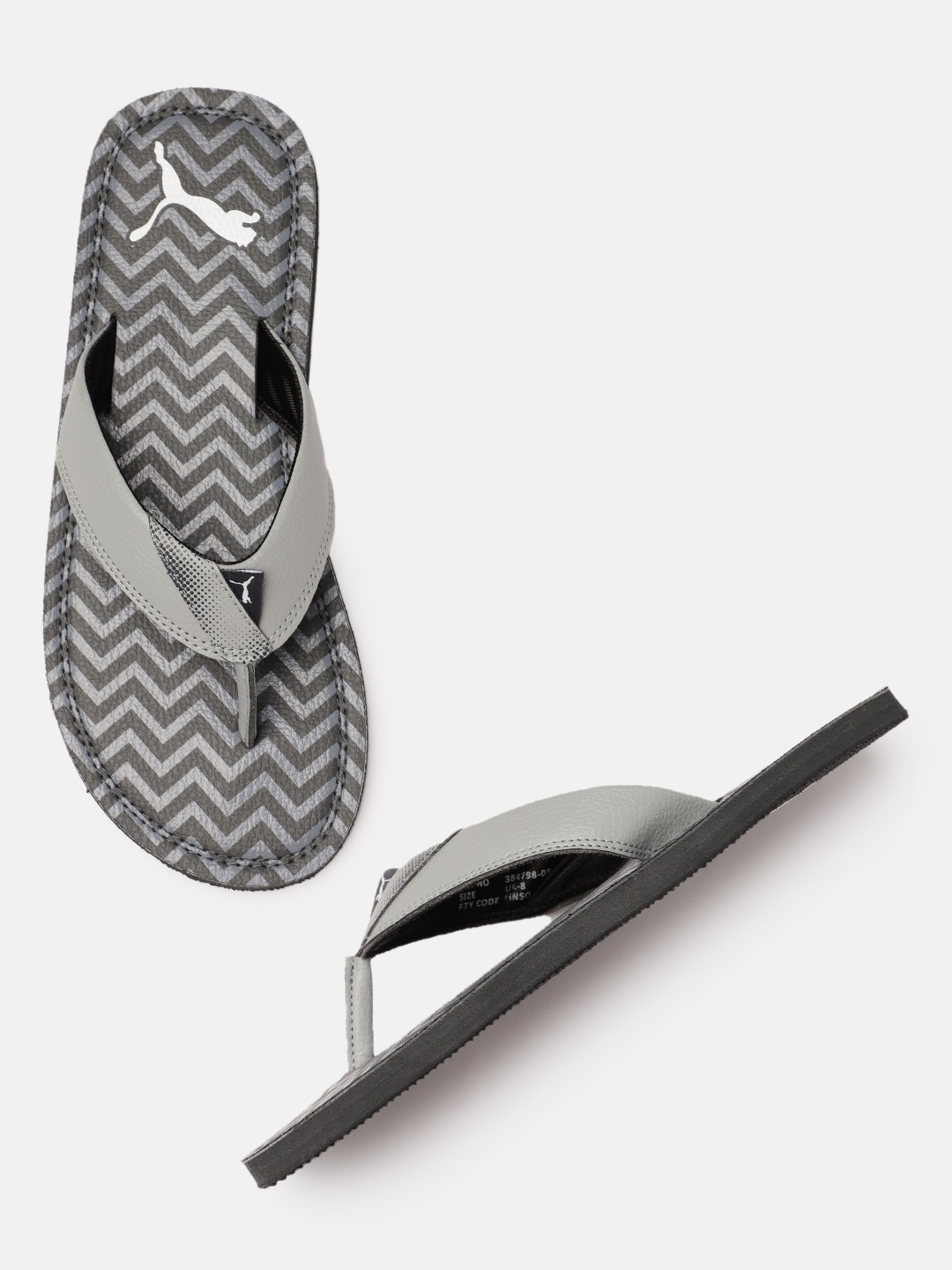 

Puma Men Grey Gregor Striped Thong Flip-Flops