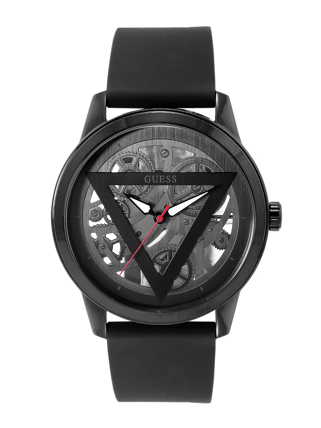 

GUESS Men Gunmetal-Toned Skeleton Dial Analogue Watch GW0337G1, Metallic
