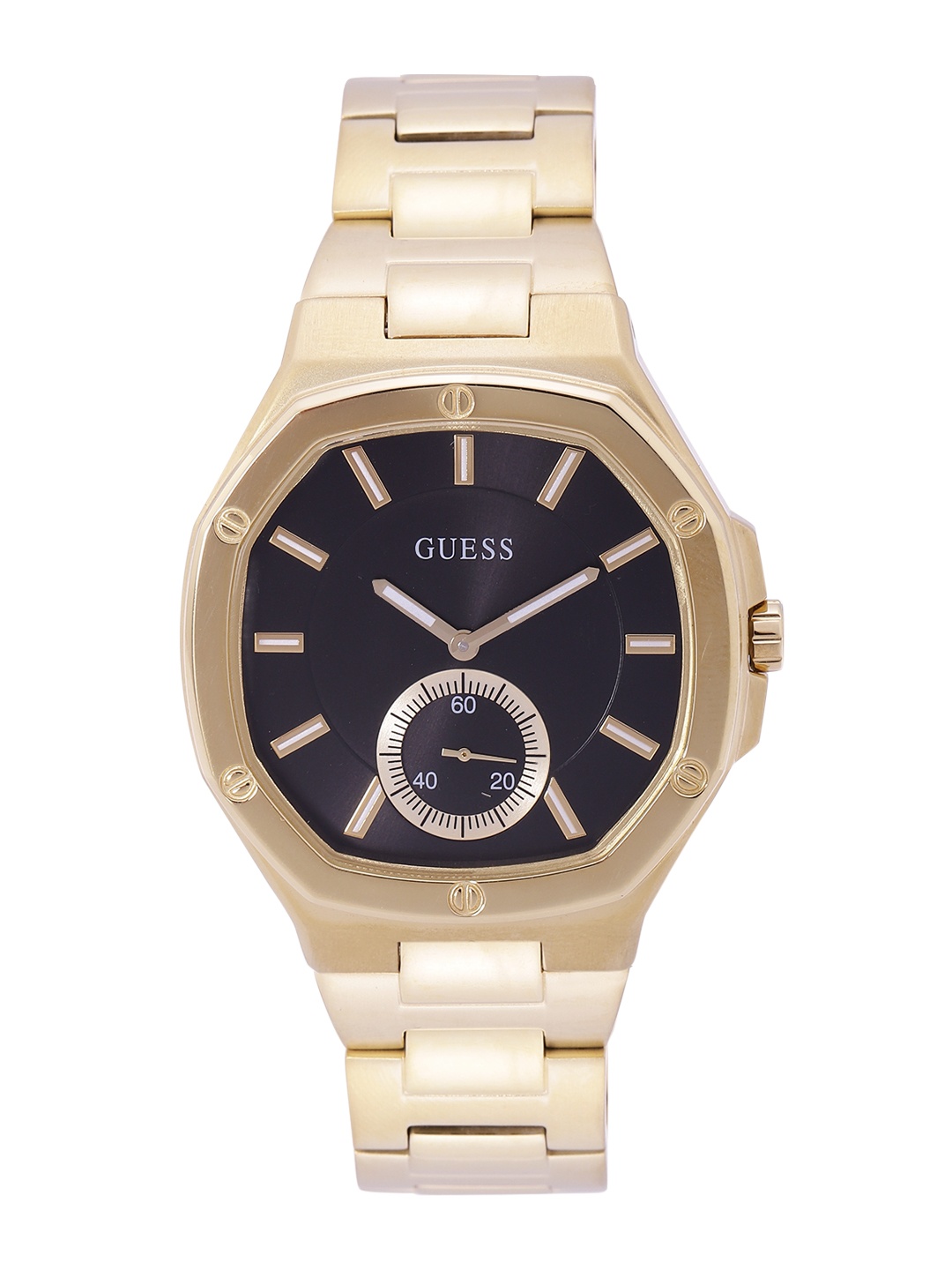 

GUESS Women Black Dial & Gold Toned Bracelet Straps Analogue Watch GW0310L2