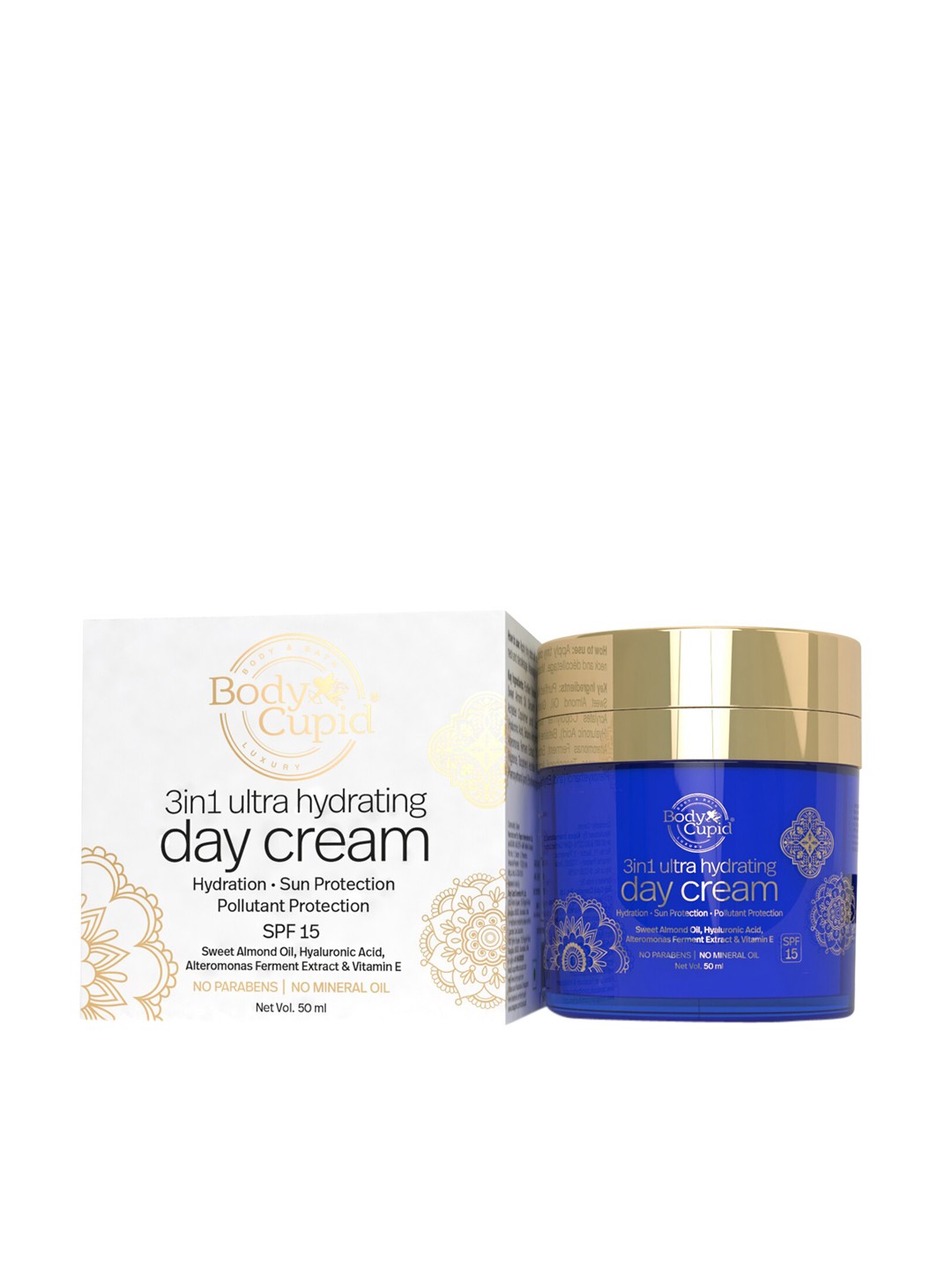 

Body Cupid 3-in-1 Ultra Hydrating Day Cream with SPF 15 - 50 ml, Blue