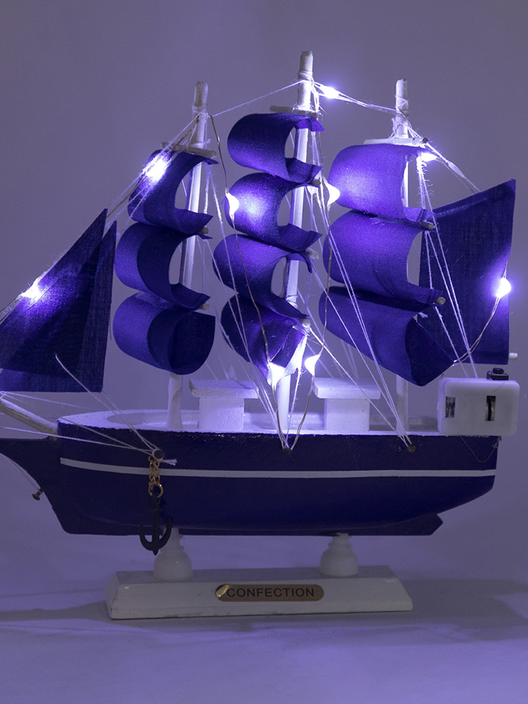 

MARKET99 Blue Wooden Decorative Boat Showpiece