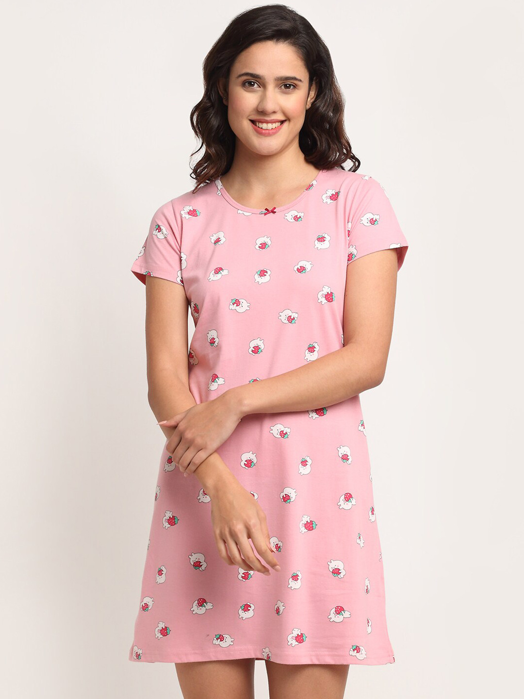 

Kanvin Women Pink Printed Nightdress