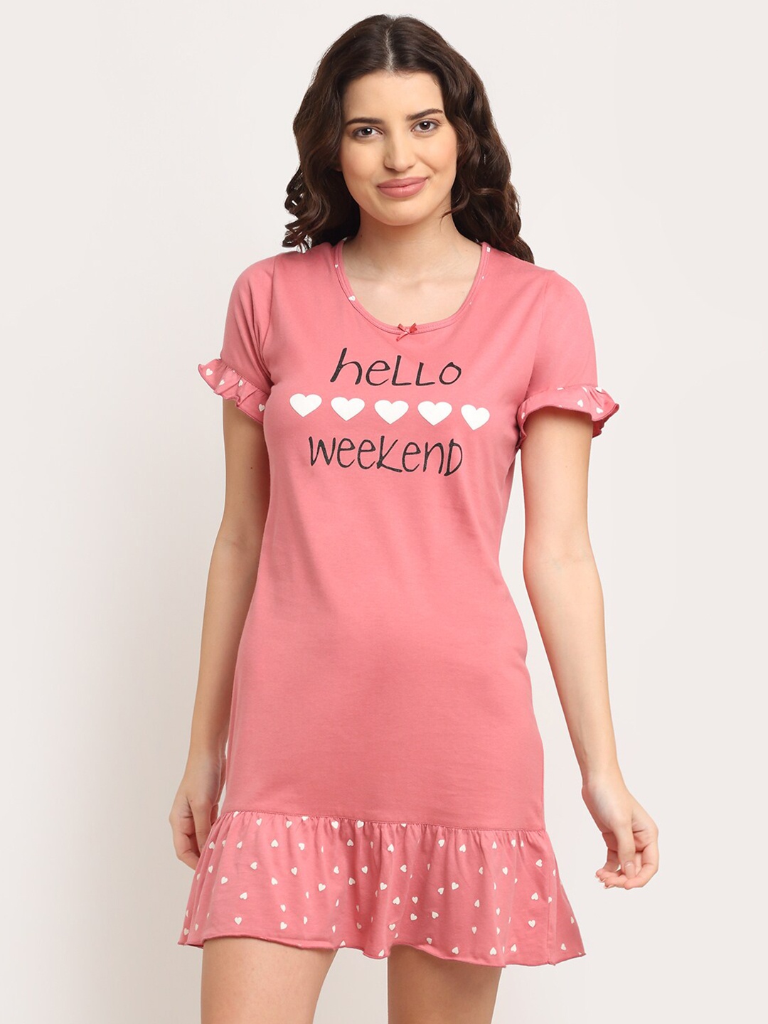 

Kanvin Women Pink Printed Nightdress