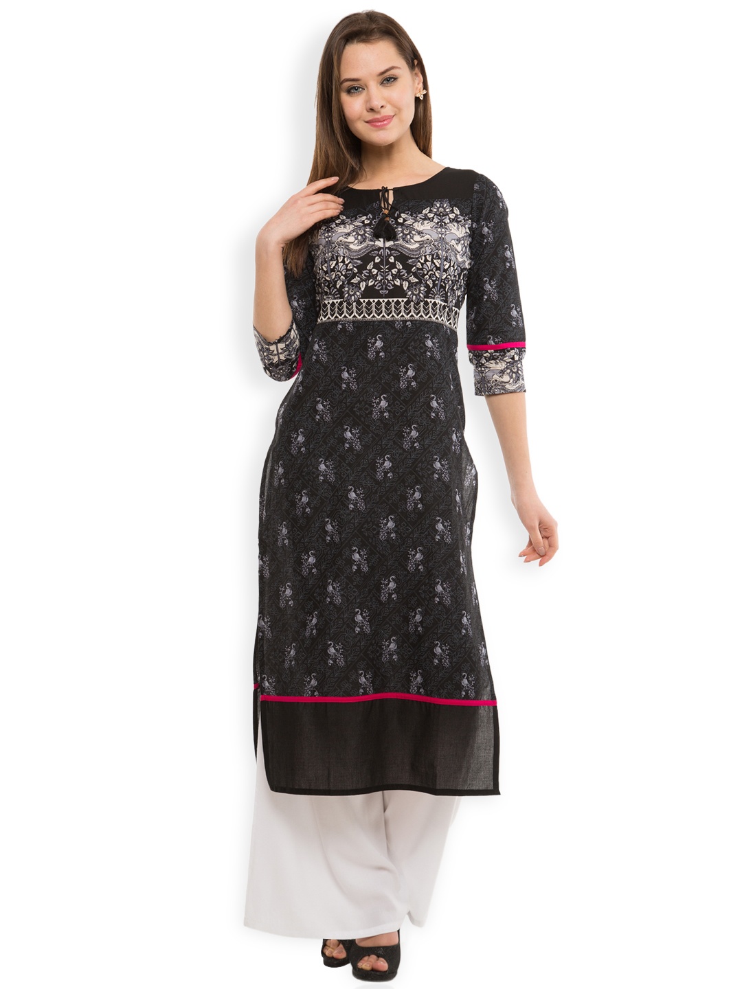 

Vishudh Women Black Printed Kurta