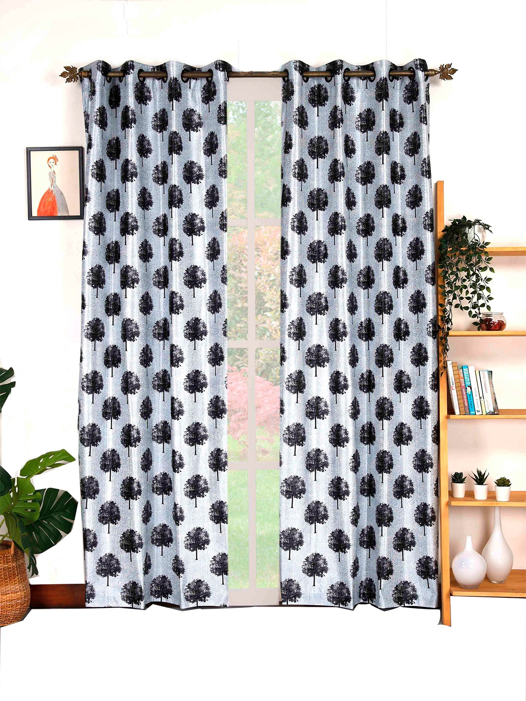 

Ariana Grey Set of 2 Floral Long Door Curtain