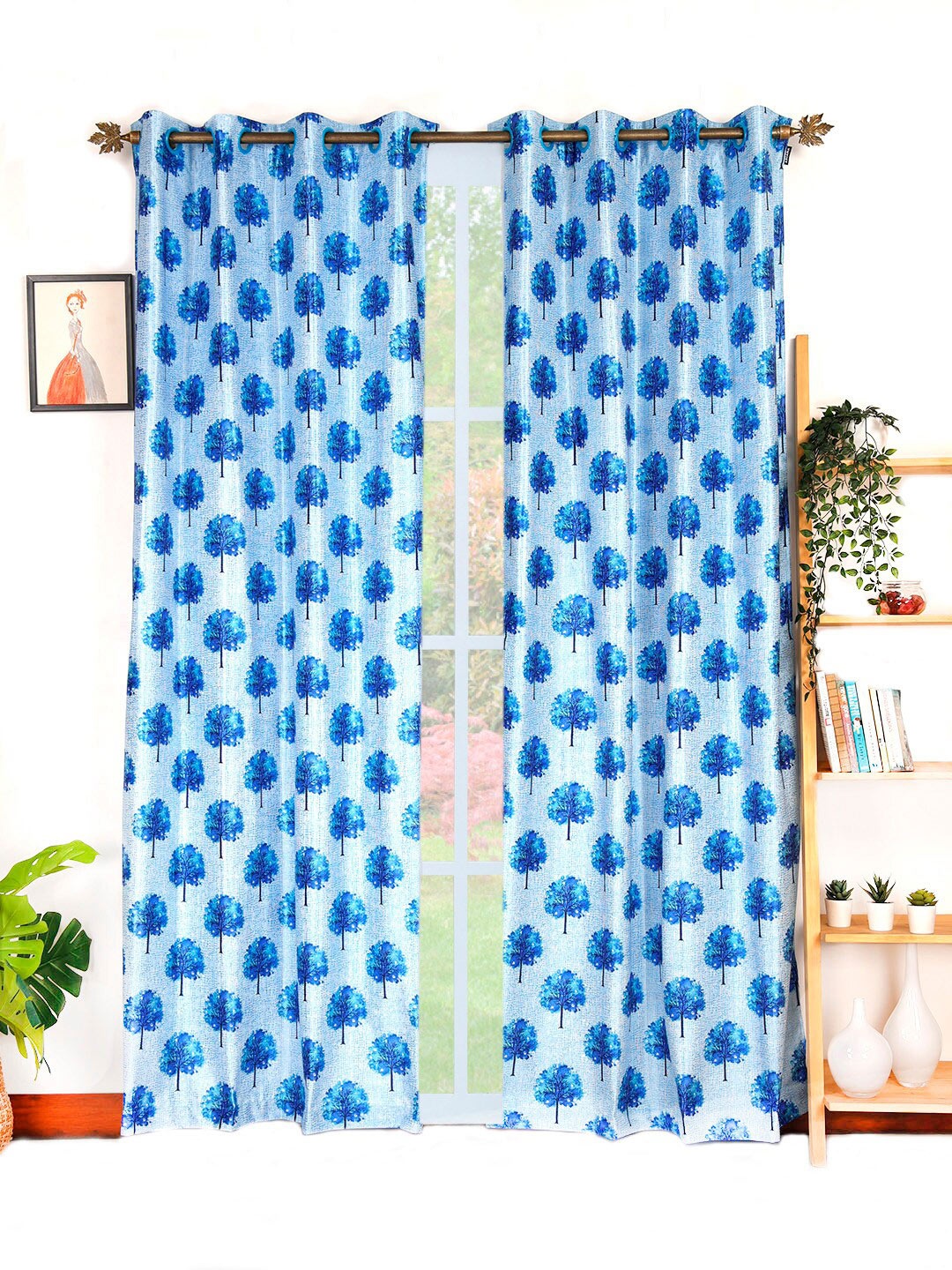 

Ariana Blue Set of 2 Ethnic Motifs Long Door Curtains