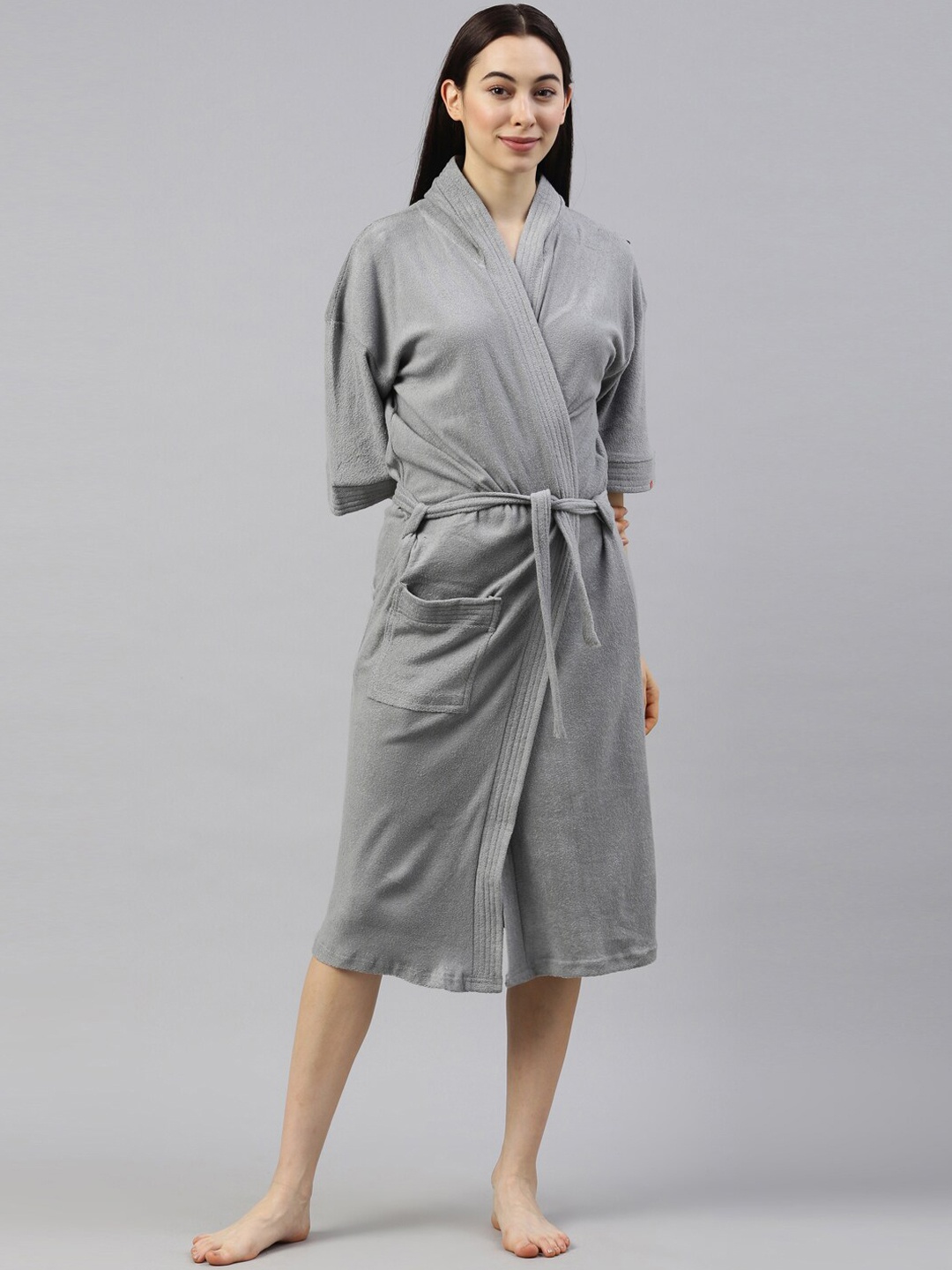 

GOLDSTROMS Women Grey Solid Hooded Bath Robe