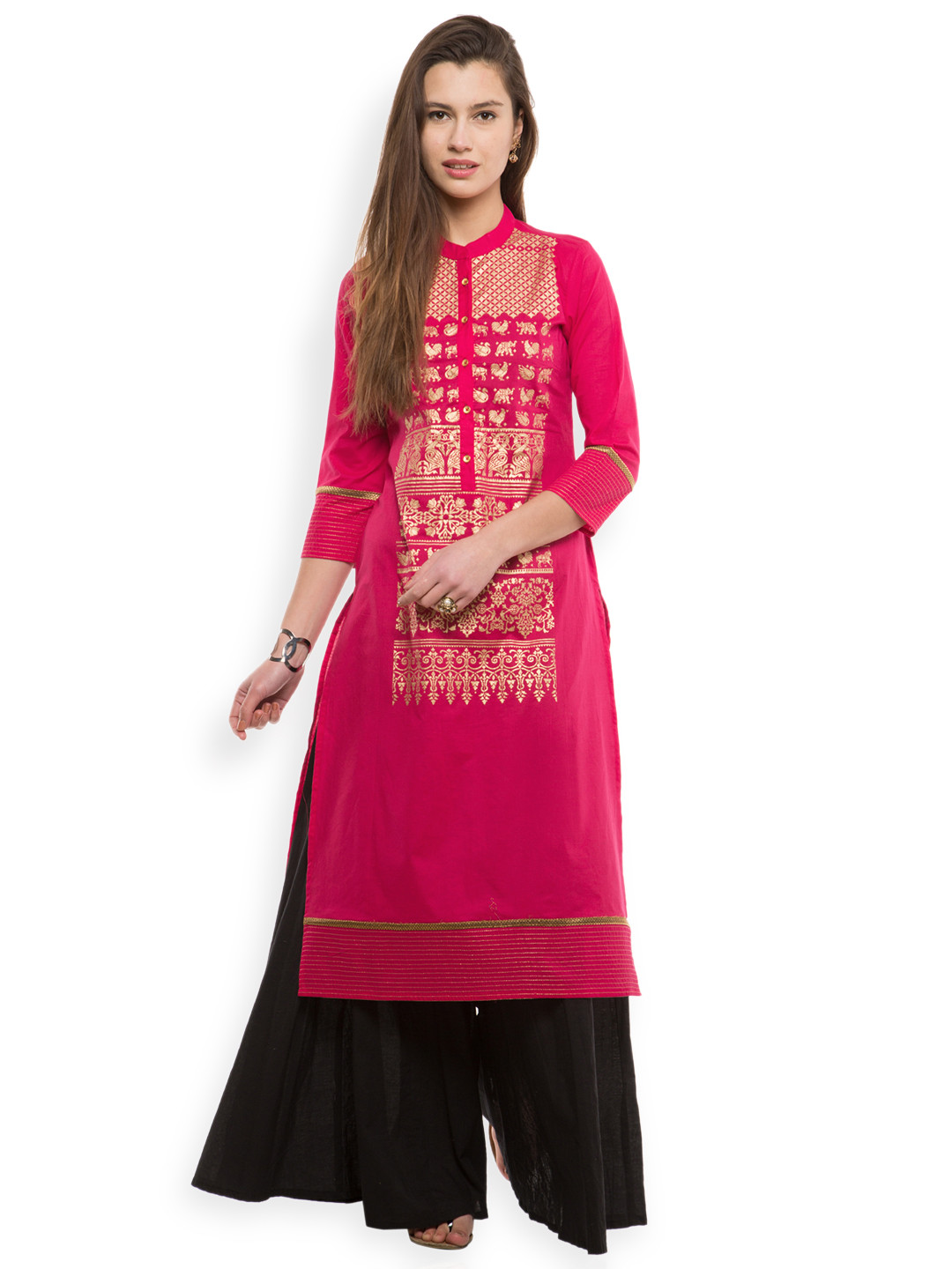 

Vishudh Women Pink Printed Kurta
