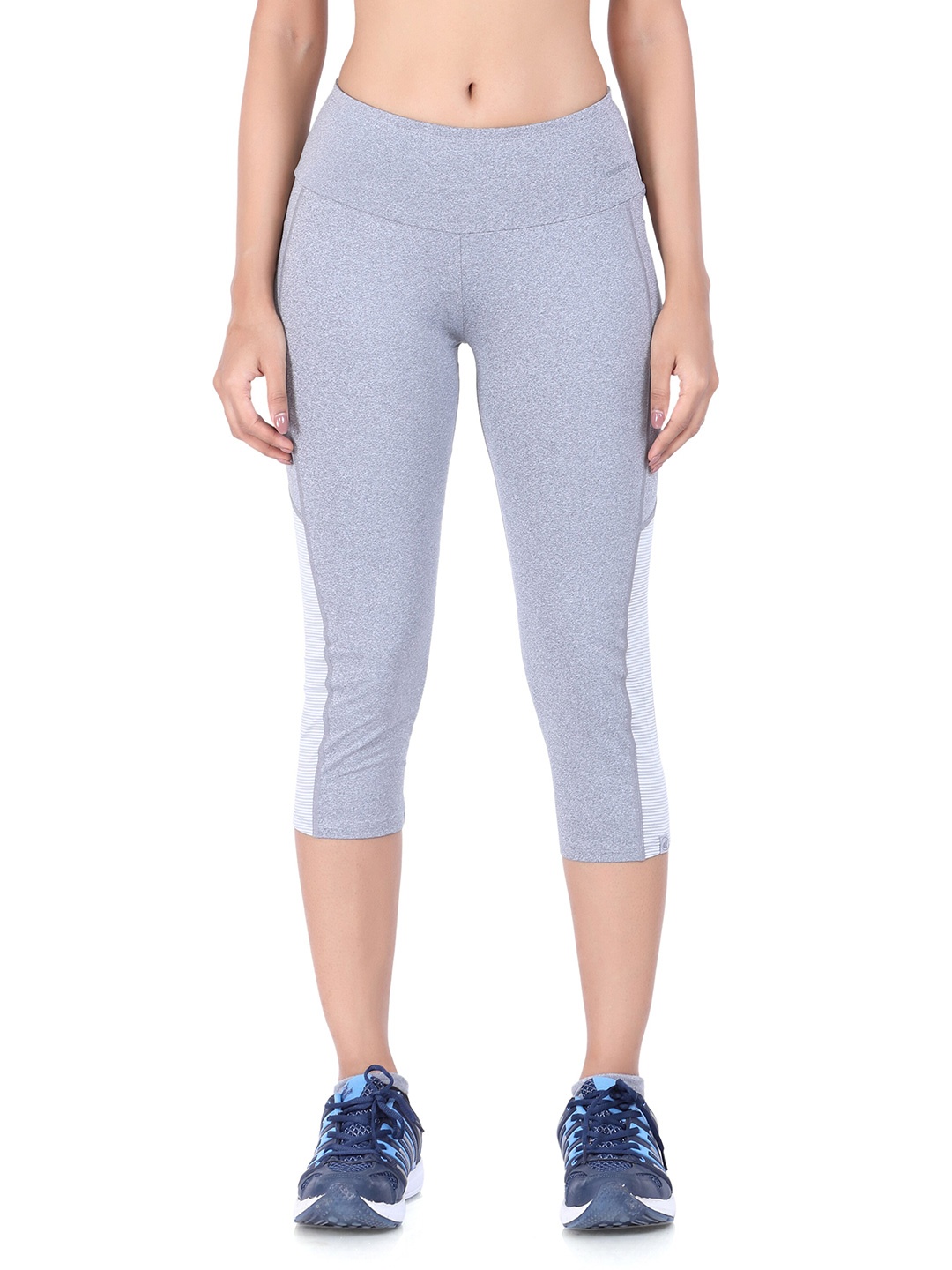 

LAASA SPORTS Women Grey Running Capris with Hidden Back Pockets
