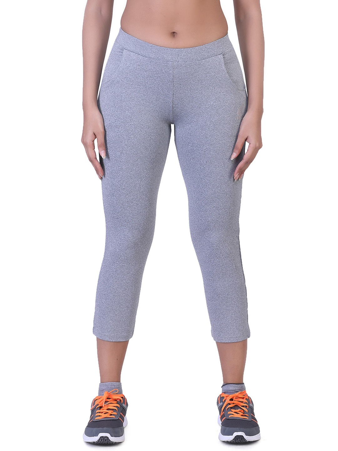 

LAASA SPORTS Women Grey Melange Solid Capris