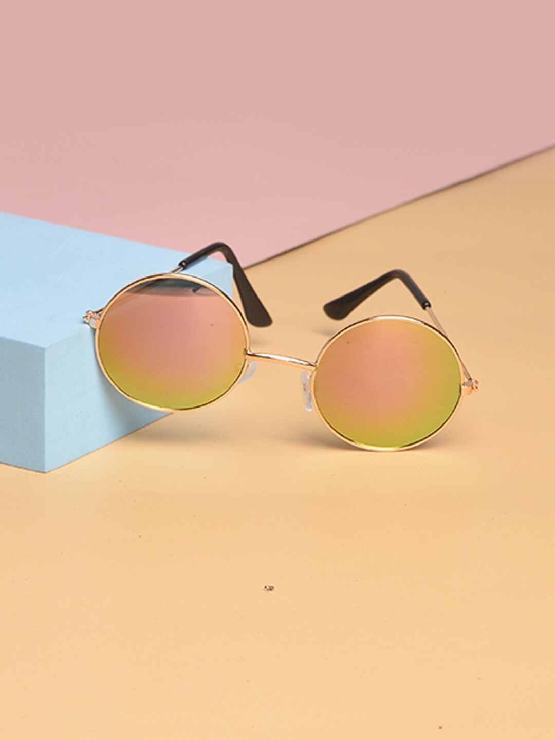 

POPLINS Kids Green Lens & Gold-Toned Round Sunglasses with UV Protected Lens