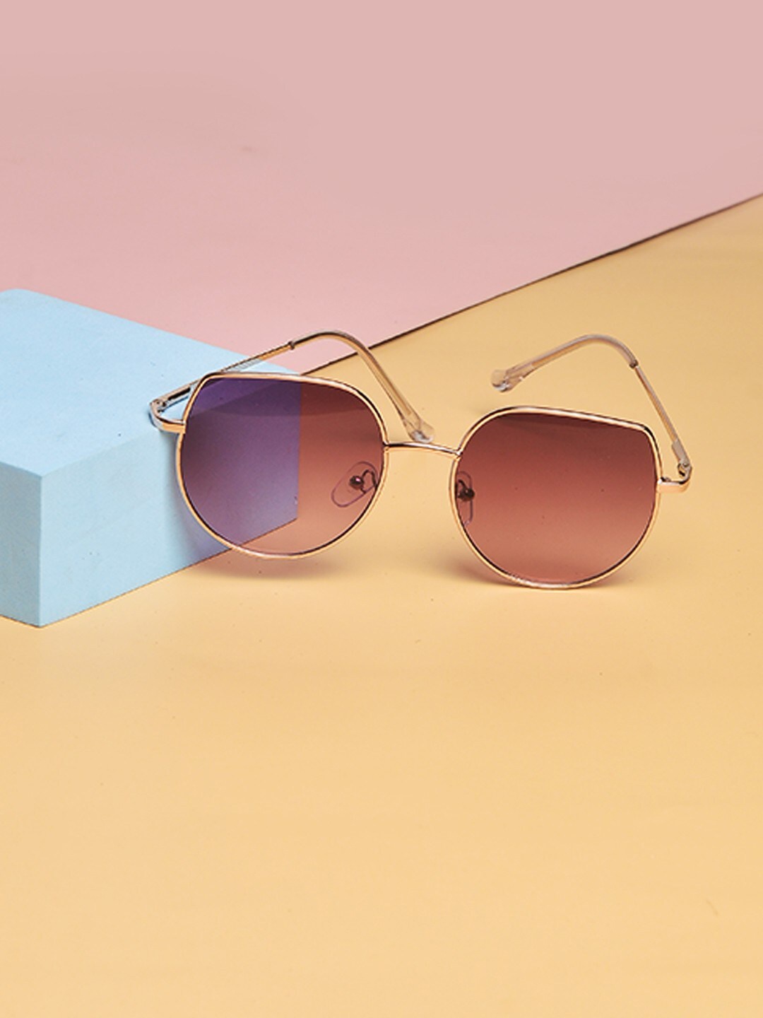 

POPLINS Kids Purple Lens & Rose Gold-Toned Round Sunglasses GG-1033